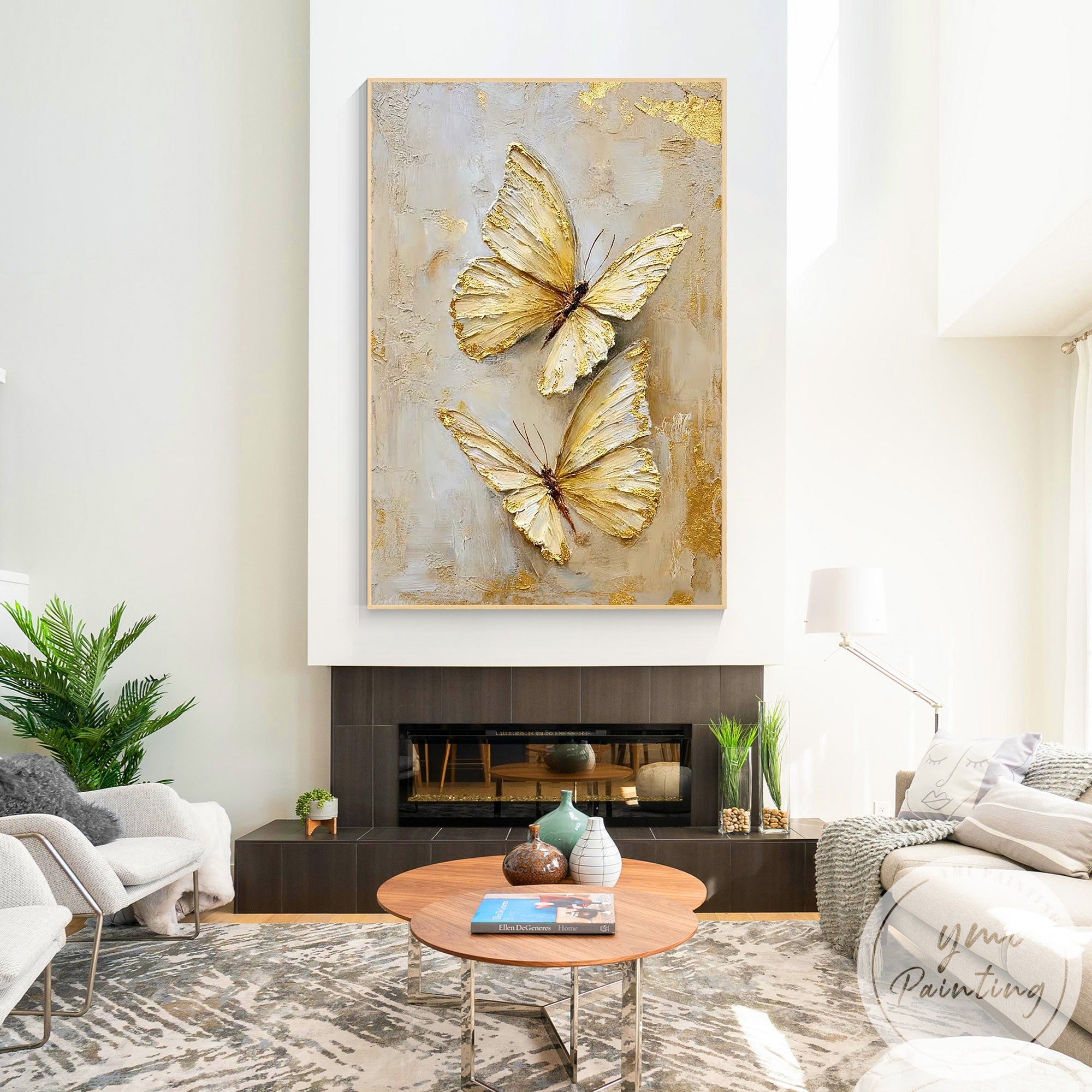 Abstract butterfly canvas artwork for bedroom decoration