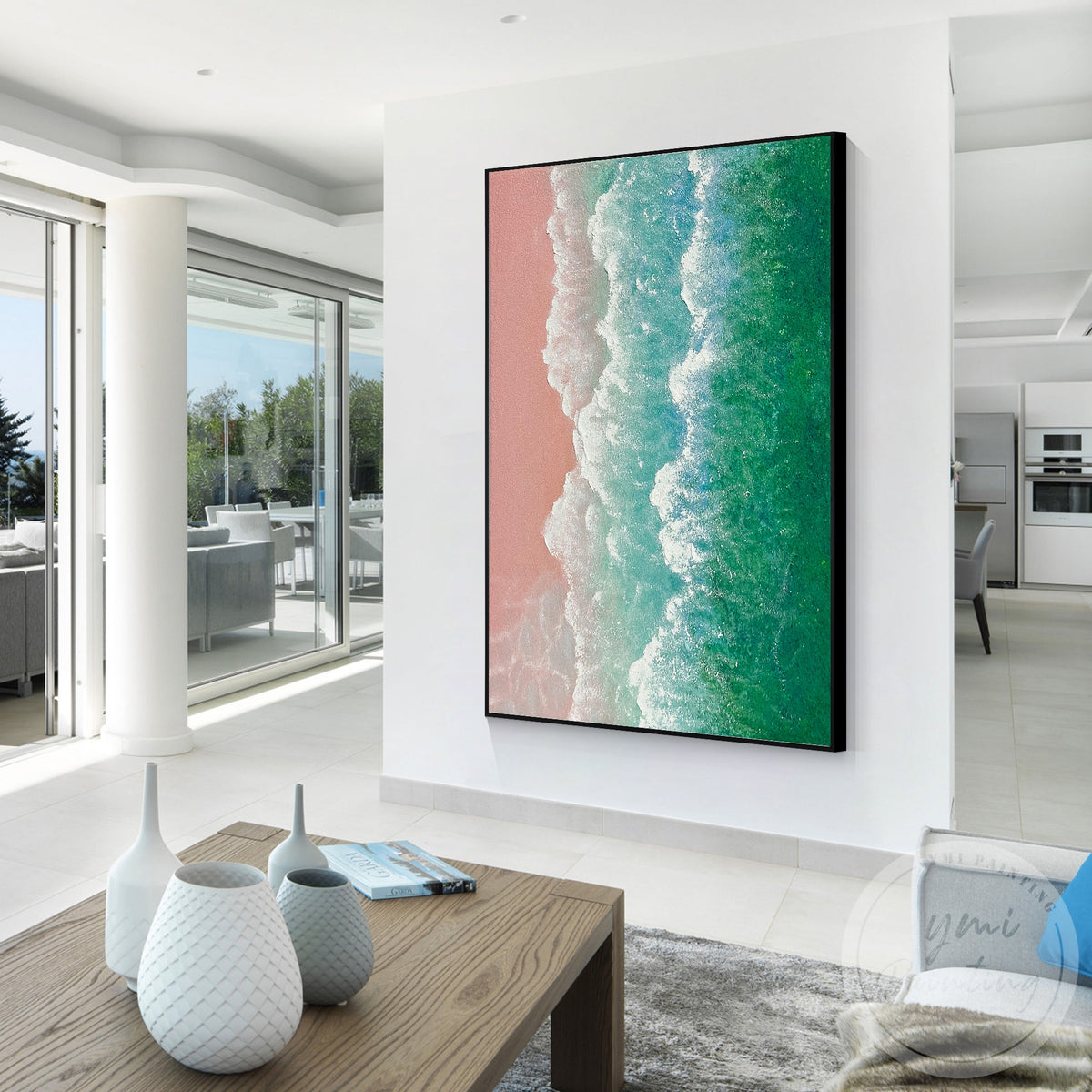 Modern coastal wall art textured beach landscape painting