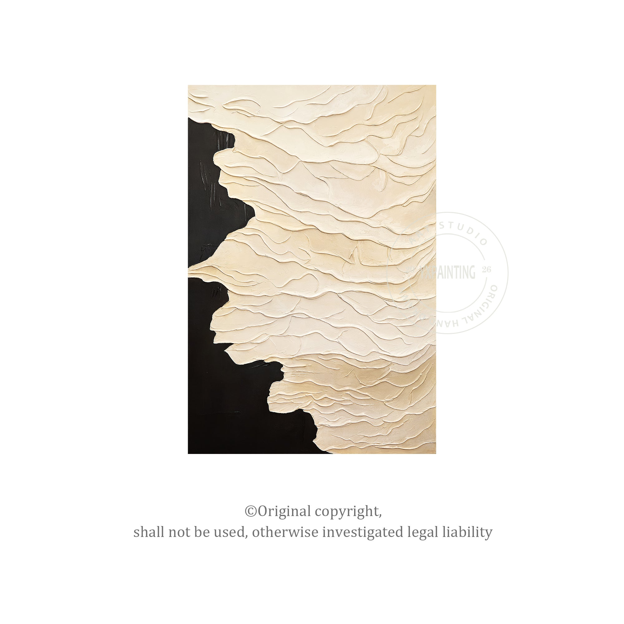 Organic modern abstract painting in soft neutral palette