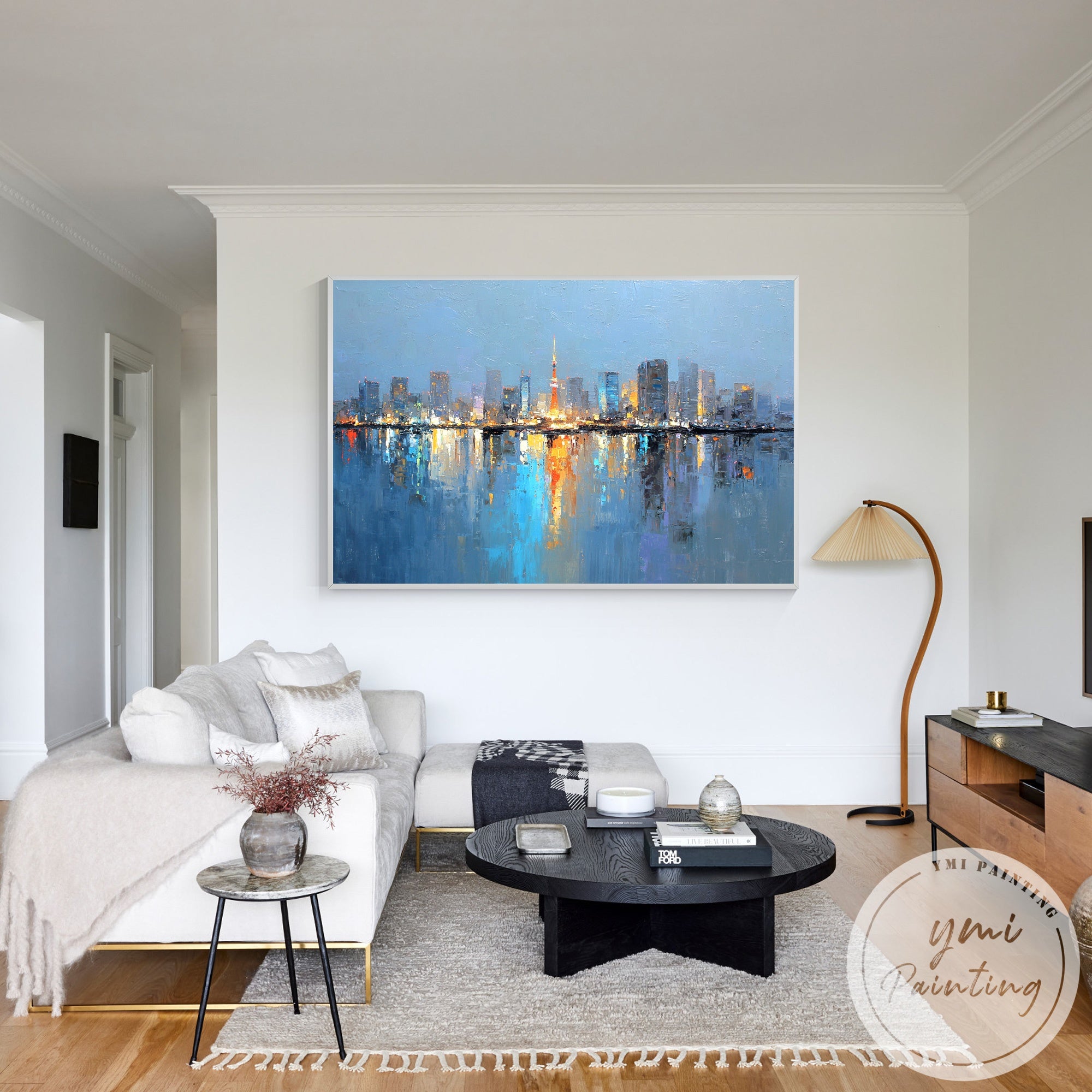 Contemporary Tokyo cityscape painting modern canvas design