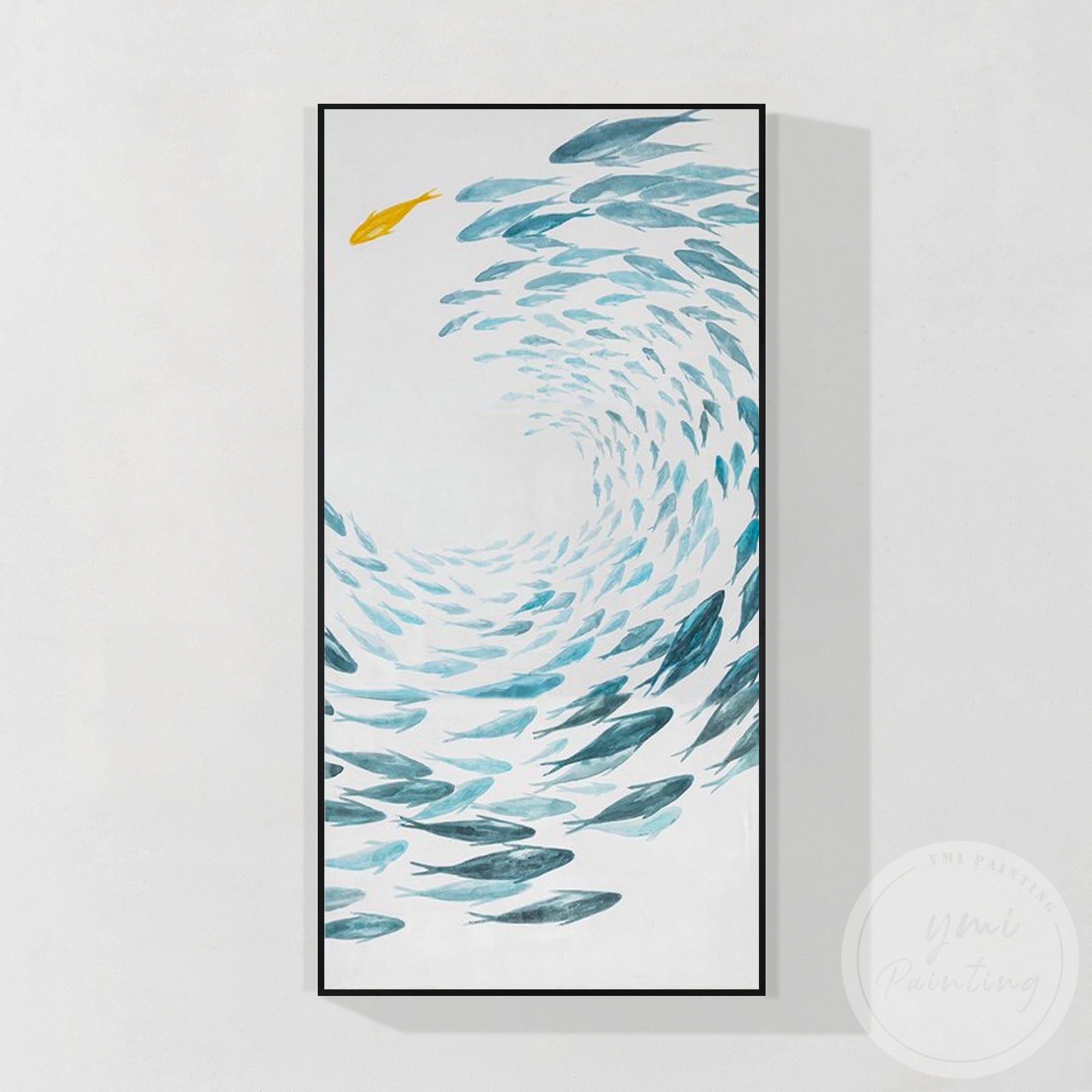 Vertical marine life painting for modern interior decoration