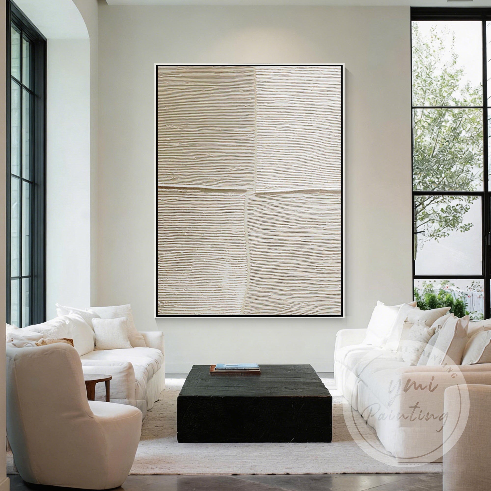 Modern wabi sabi style minimalist wall art for living room