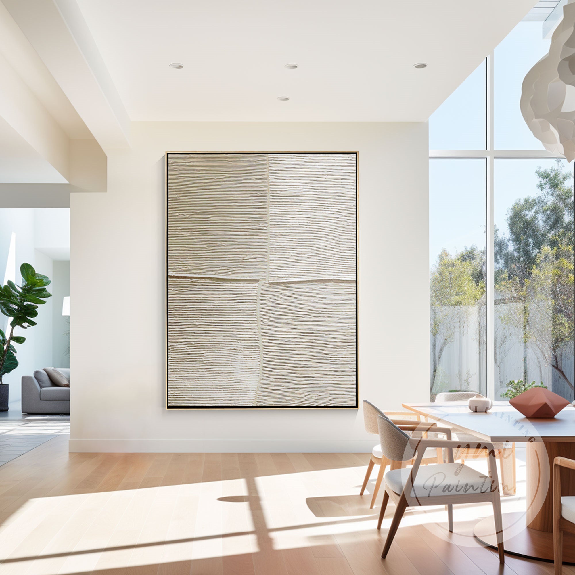 Minimalist neutral canvas inspired by wabi sabi aesthetics