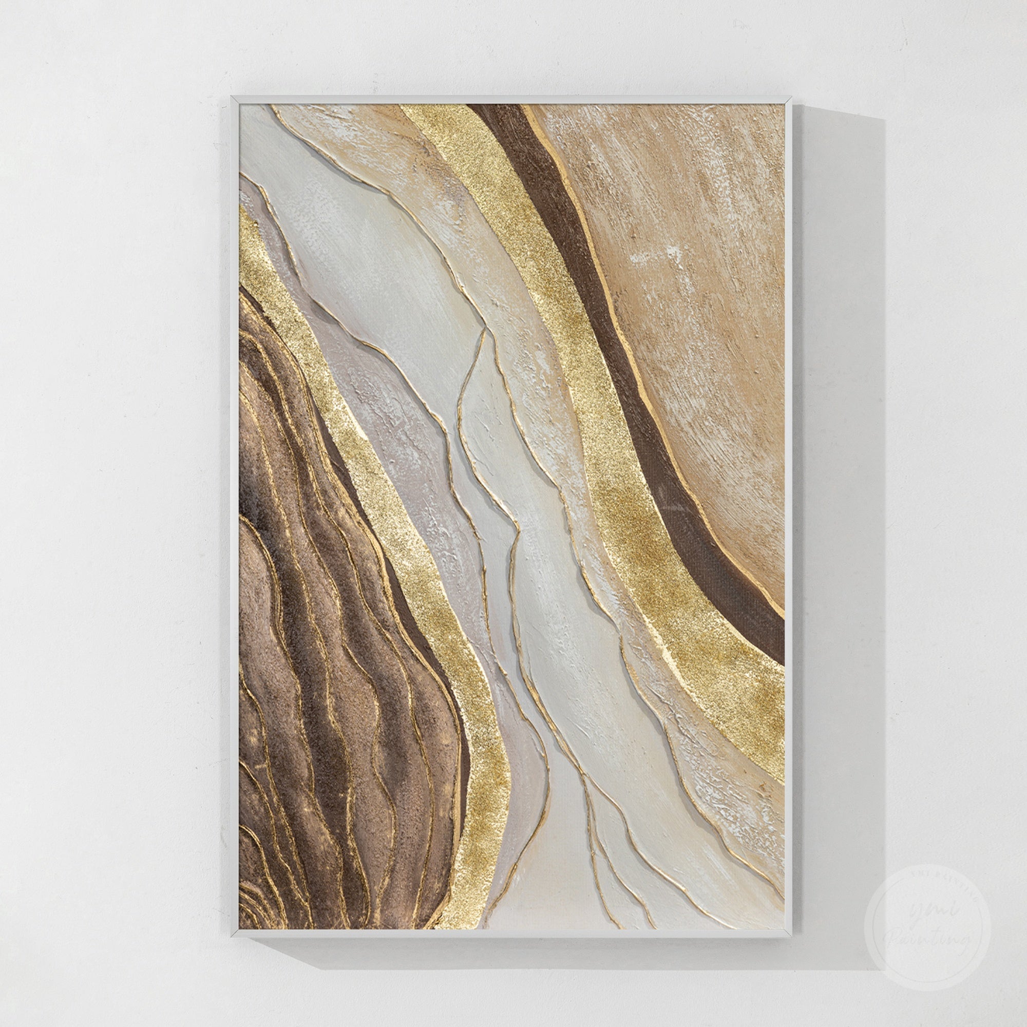 Original wabi sabi art painting featuring organic textures and minimalist design for living room decor