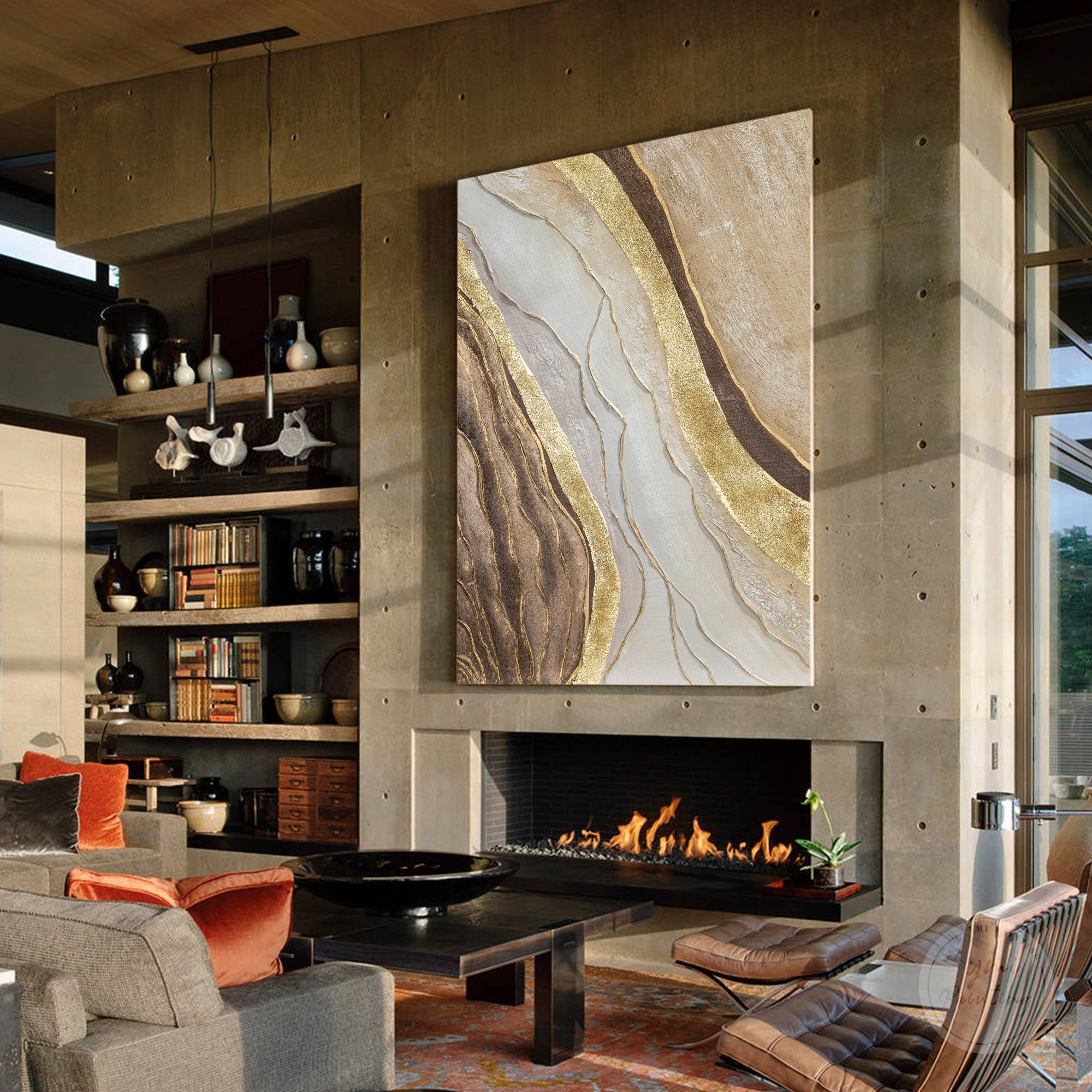 Handmade wabi sabi canvas art with subtle colors, artistic texture, and peaceful Japanese inspired design