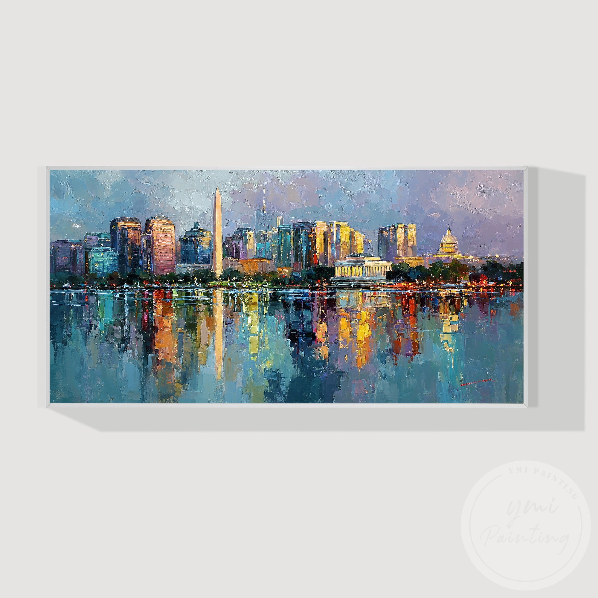 Reflective Washington DC cityscape wall art modern decor