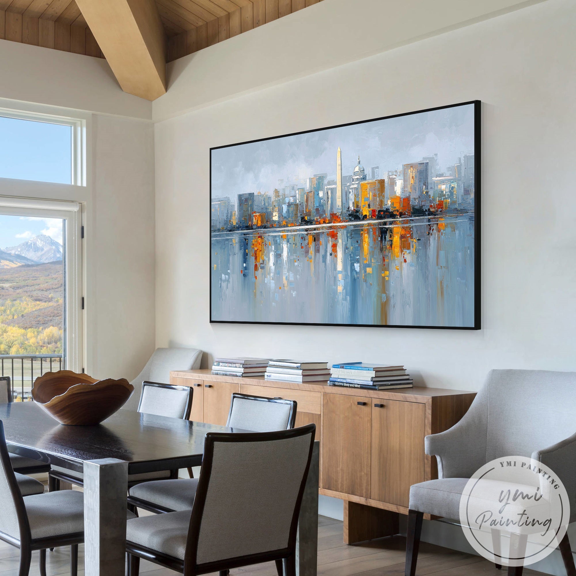 Modern DC cityscape wall art for living room interior decor