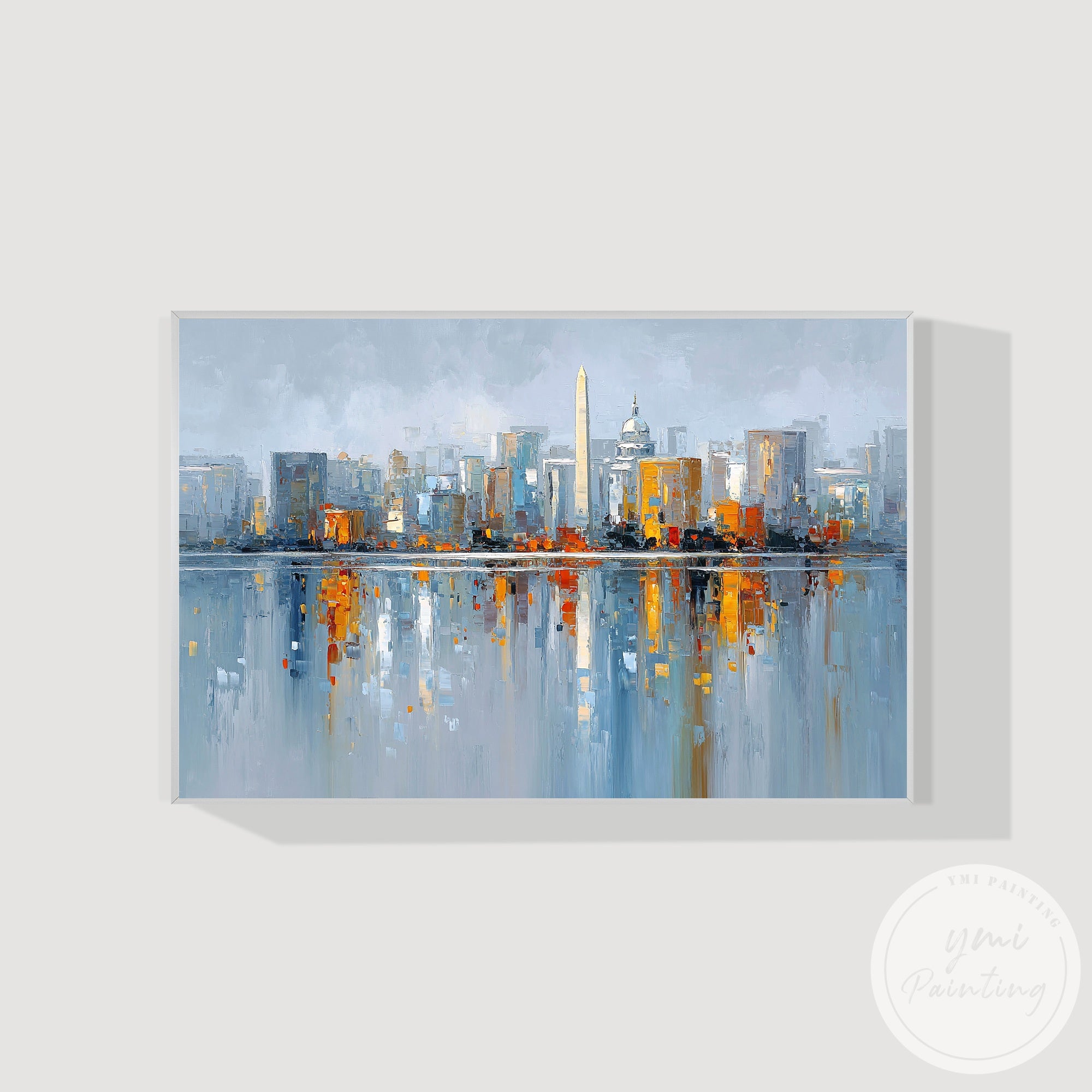 Elegant oversized Washington skyline artwork canvas decor