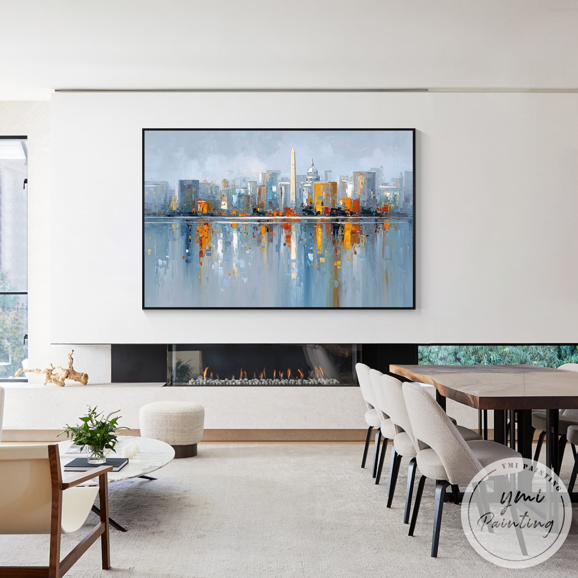 Contemporary abstract city skyline artwork Washington DC