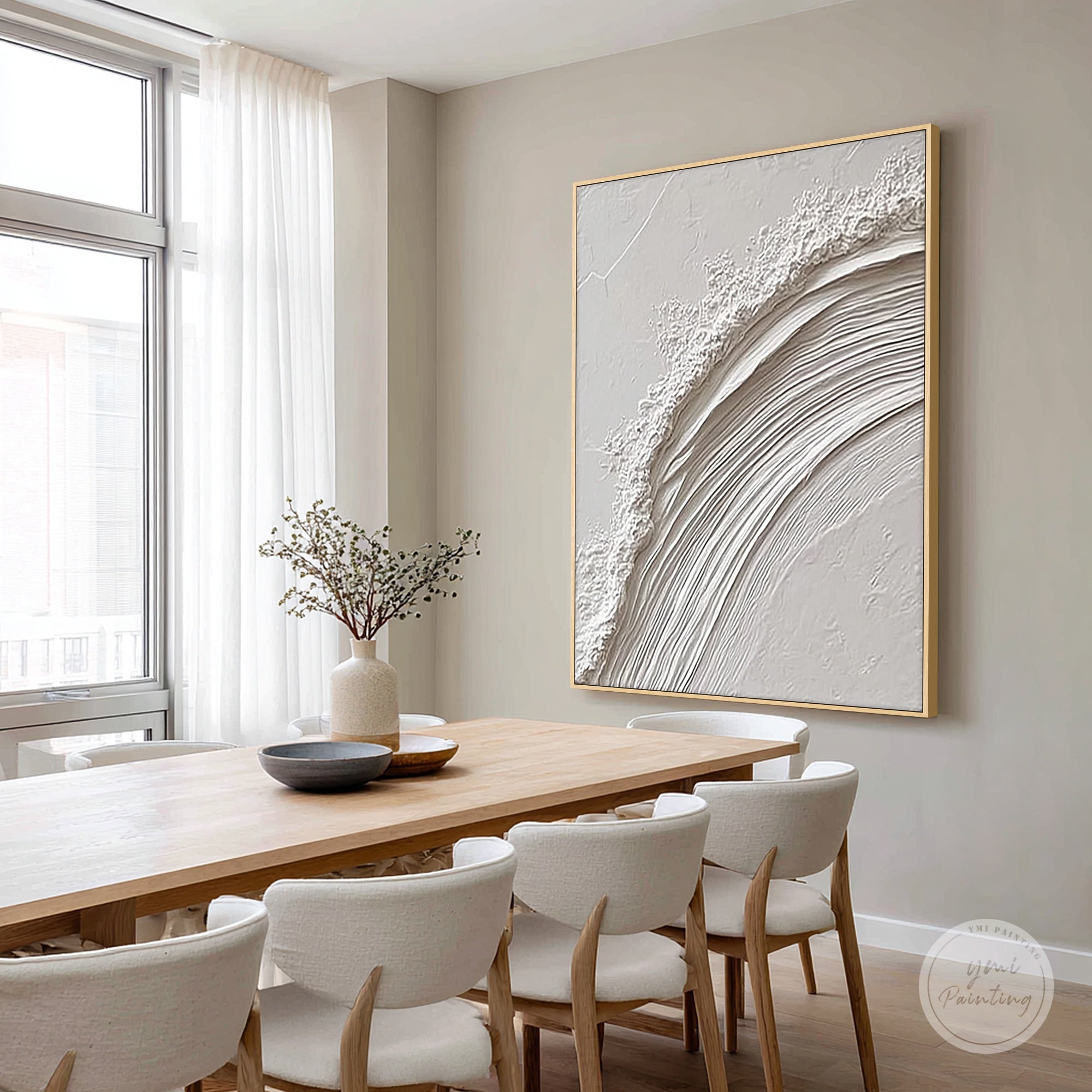 sculptural white abstract canvas art