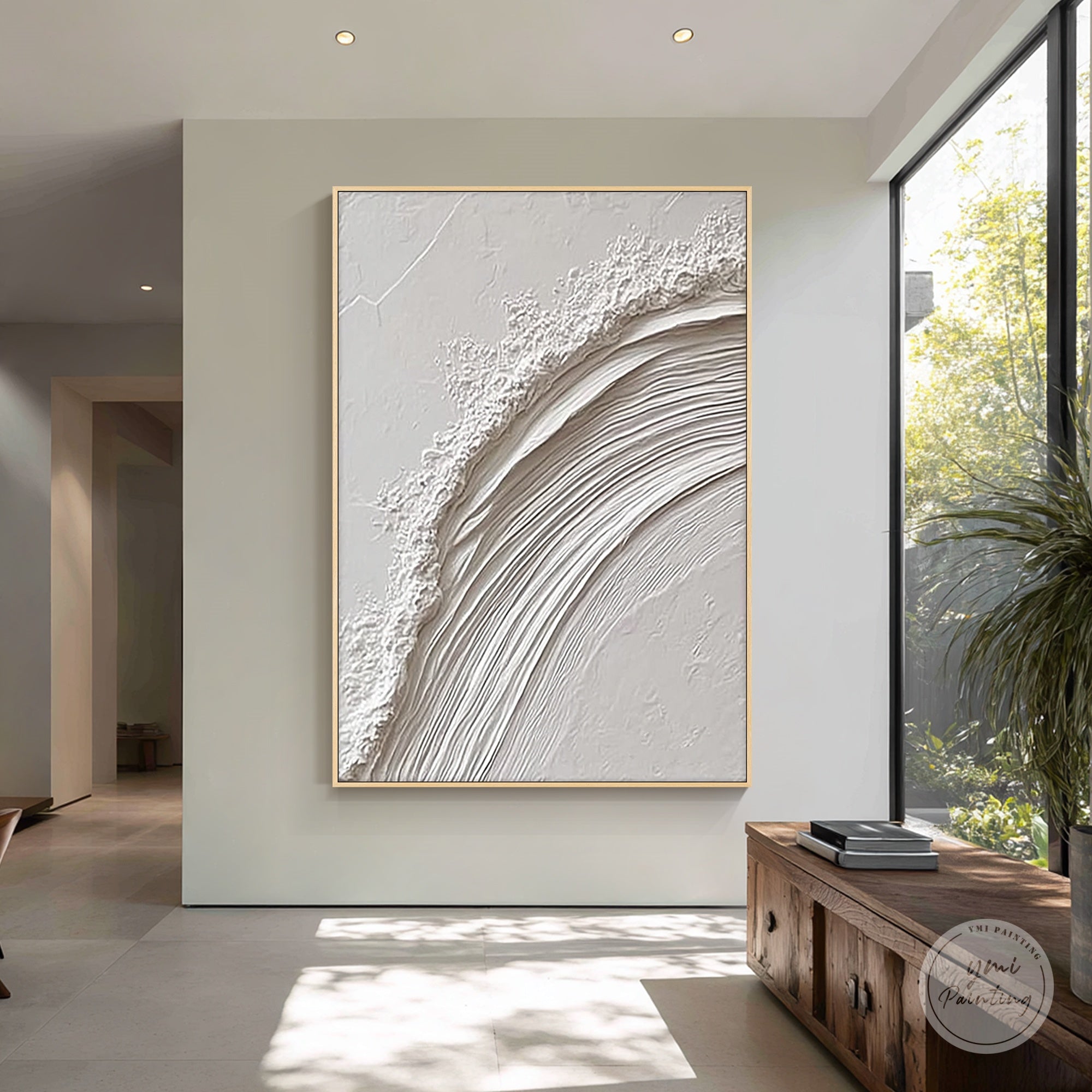 modern white plaster painting abstract form